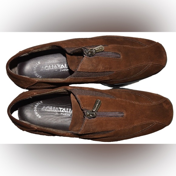 AQUATALIA MARVIN K SZ 7.5 M BROWN SUEDE PLATFORM LOAFERS SHOES - Picture 2 of 6